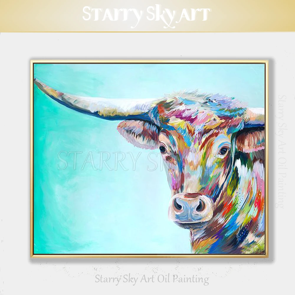 Free Shipping Artist Hand-painted High Quality Colors Animal Longhorn Cow Oil Painting on Canvas Longhorn Bull Oil Painting
Free Shipping Artist Hand-painted High Quality Colors Animal Longhorn Cow Oil Painting on Canvas Longhorn Bull Oil Painting