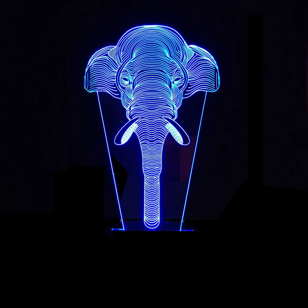 

Amazing Elephant 3D Illusion Night Light led Desk Table Lamp 7 Color Change Acrylic USB Bedroom Gift For Decoration