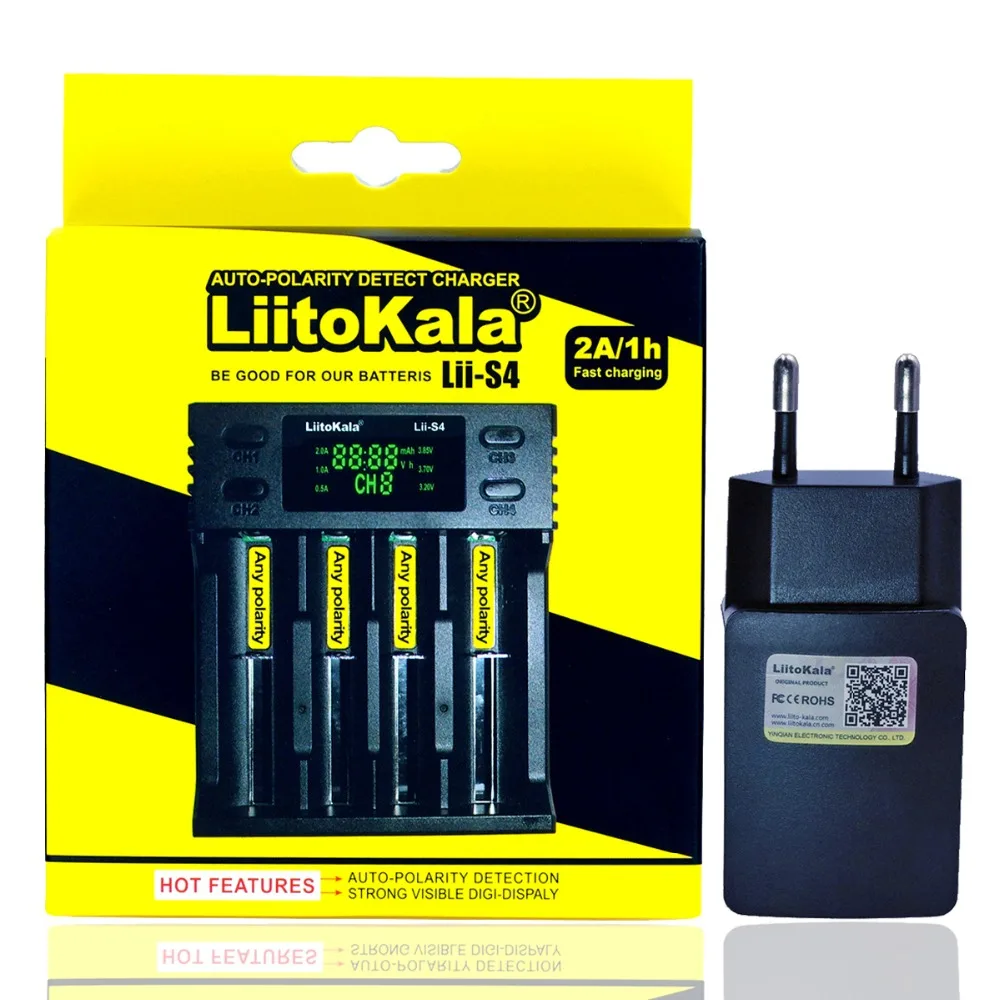 Liitokala Lii-S4 LCD 3.7V 18650 18350 18500 21700 20700B 20700 14500 26650 1.2V AA AAA NiMH Lithium Battery Charger+5V 2A Socket
Liitokala Lii-S4 LCD 3.7V 18650 18350 18500 21700 20700B 20700 14500 26650 1.2V AA AAA NiMH Lithium Battery Charger+5V 2A Socket