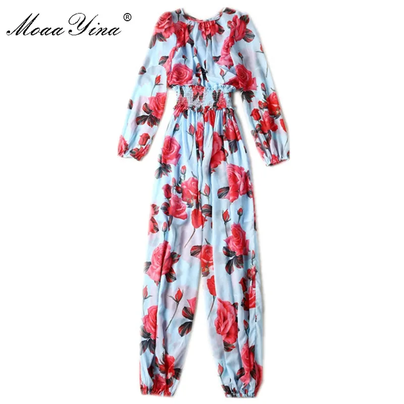 MoaaYina Spring Summer Designer Jumpsuits Women's Long Sleeves Elasticity Waist Rose Floral Printed Jumpsuits + Long Cloak
MoaaYina Spring Summer Designer Jumpsuits Women's Long Sleeves Elasticity Waist Rose Floral Printed Jumpsuits + Long Cloak