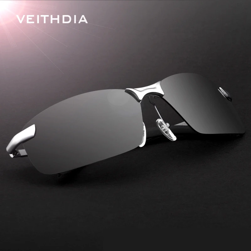 

VEITHDIA Rimless Polarized mens Rimless sunglasses designer Sun Glasses Driving Goggle For Men oculos de sol male shades 3043
