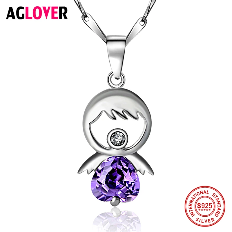 Angel Crystal Zircon Necklace 925 Silver Girl Cute Angel Pendant Necklace Fashion Charm 100% Sterling Silver Woman Jewelry
Angel Crystal Zircon Necklace 925 Silver Girl Cute Angel Pendant Necklace Fashion Charm 100% Sterling Silver Woman Jewelry