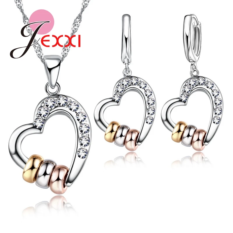 Newest Fashion 925 Sterling Silver Crystal Jewelry Set Heart Bead Necklace Earring Wedding Jewelry Set For Women
Newest Fashion 925 Sterling Silver Crystal Jewelry Set Heart Bead Necklace Earring Wedding Jewelry Set For Women