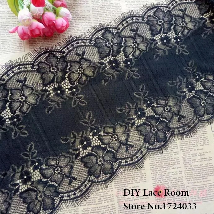 Free Shipping 20cm, 3meter (1pcs=1.5m)/lot Super Wide French Delicate Black Elastic Lace Swiss Eyelash Trim Wedding X016
Free Shipping 20cm, 3meter (1pcs=1.5m)/lot Super Wide French Delicate Black Elastic Lace Swiss Eyelash Trim Wedding X016