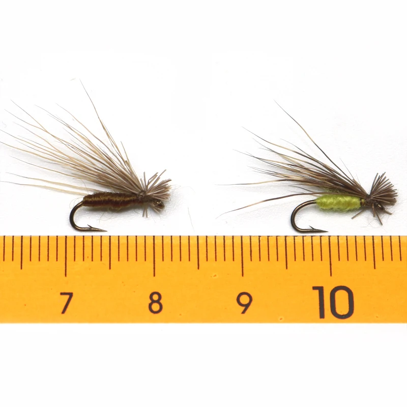 ICERIO 8 шт. оливковый/серый корпус волосы оленя Caddis сухие мухи приманки на форель