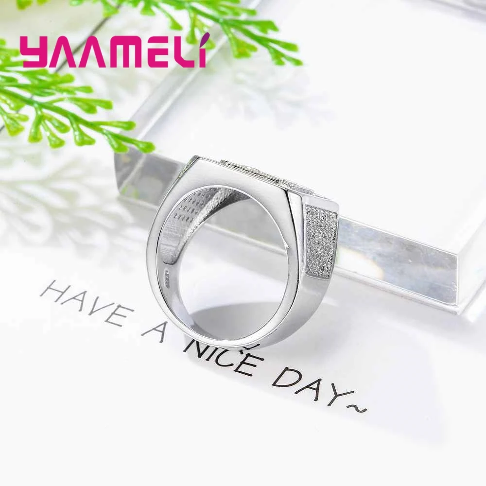 Top Quality Luxury Vintage Style Couple Ring For Women&Men AAA Clear Black CZ Rhinestone Engagement Female Bague Gift | Украшения и