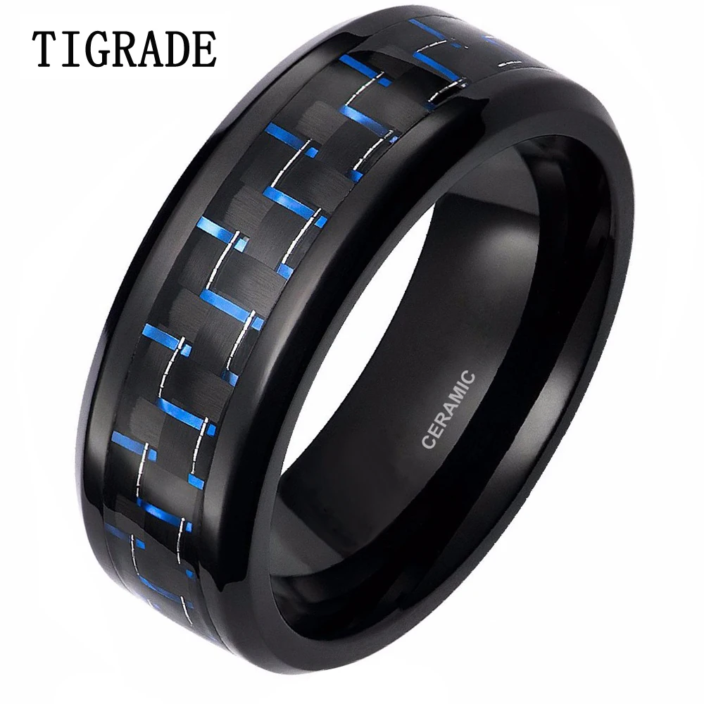Men Black 8mm Ceramic Ring Blue Carbon Fiber Inlay Wedding Band Engagement Jewelry Cool Rings For Male bague homme bijoux
Men Black 8mm Ceramic Ring Blue Carbon Fiber Inlay Wedding Band Engagement Jewelry Cool Rings For Male bague homme bijoux