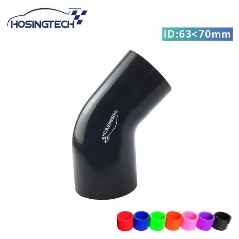 

HOSINGTECH- high quality 70mm to 63mm (2.75"-2.5") black 45degree silicone elbow hose reducer