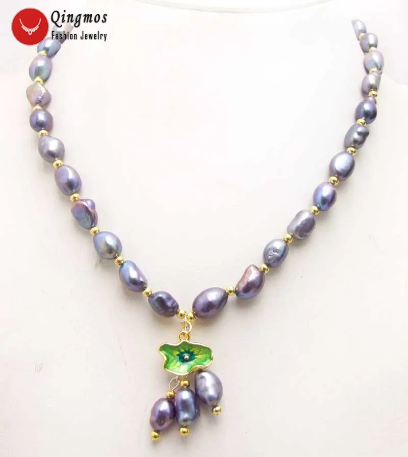 Qingmos ожерелье с натуральным жемчугом для женщин ювелирные изделия 7-9 мм
