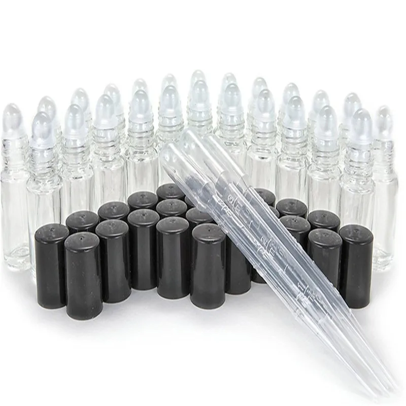 24. Прозрачный однотонный стеклянный парфюм Mini (прибл. 5 мл 1/8 fl. oz)5 рулон на
