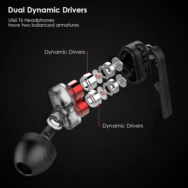 UiiSii T6 HIFI Deep Bass Earphone Dual Driver Noise-isolating professional Earphones With Microphone Mic earbuds for smartphone
UiiSii T6 HIFI Deep Bass Earphone Dual Driver Noise-isolating professional Earphones With Microphone Mic earbuds for smartphone
