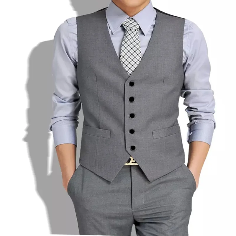 British Style Grey 2Pcs Men Vest With Pants Slim Fit Waistcoat Sleeveless Jacket Wedding Casual Dinner Party Wear Male Clothing
British Style Grey 2Pcs Men Vest With Pants Slim Fit Waistcoat Sleeveless Jacket Wedding Casual Dinner Party Wear Male Clothing