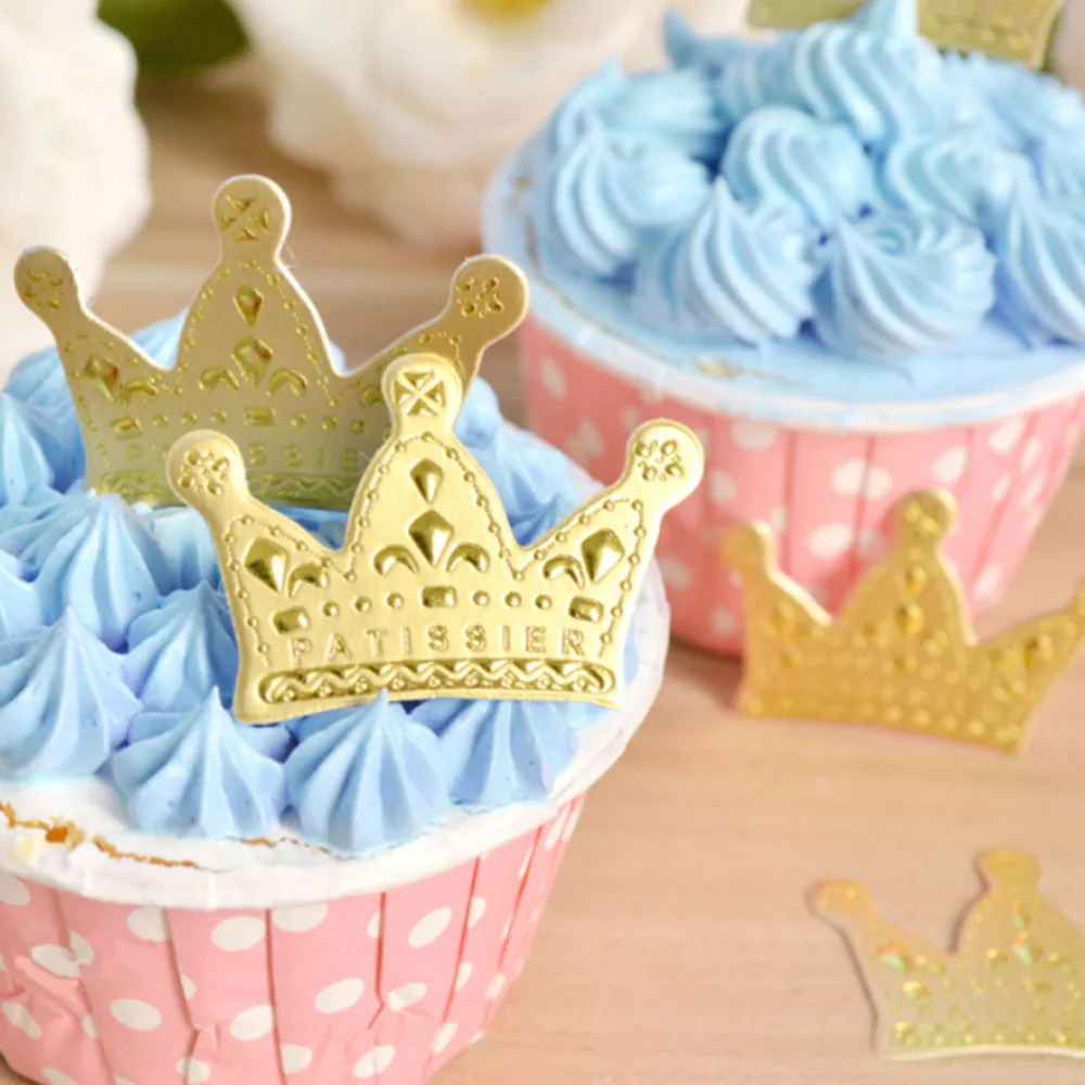 Бумажная золотая корона принцессы Топпер сувениры вечеринка торт кекс медиаторы