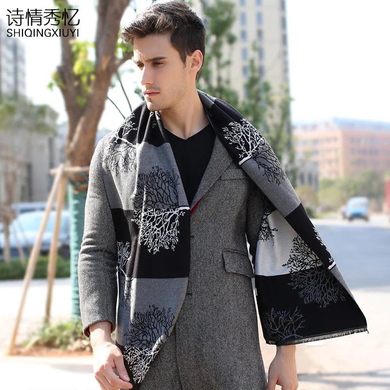 New Hot Selling Men Scarf Scarves Unisex Warm Thick Winter Scarf Black and Grey Cashmere Scarves Business
New Hot Selling Men Scarf Scarves Unisex Warm Thick Winter Scarf Black and Grey Cashmere Scarves Business