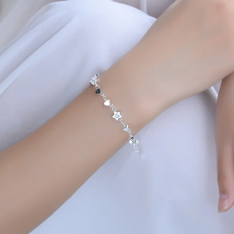 TJP Top Quality 925 Silver Bracelets For Girl Party Jewelry Latest Star Heart Design Women Silve Anklets Accessories Bride Bijou
TJP Top Quality 925 Silver Bracelets For Girl Party Jewelry Latest Star Heart Design Women Silve Anklets Accessories Bride Bijou