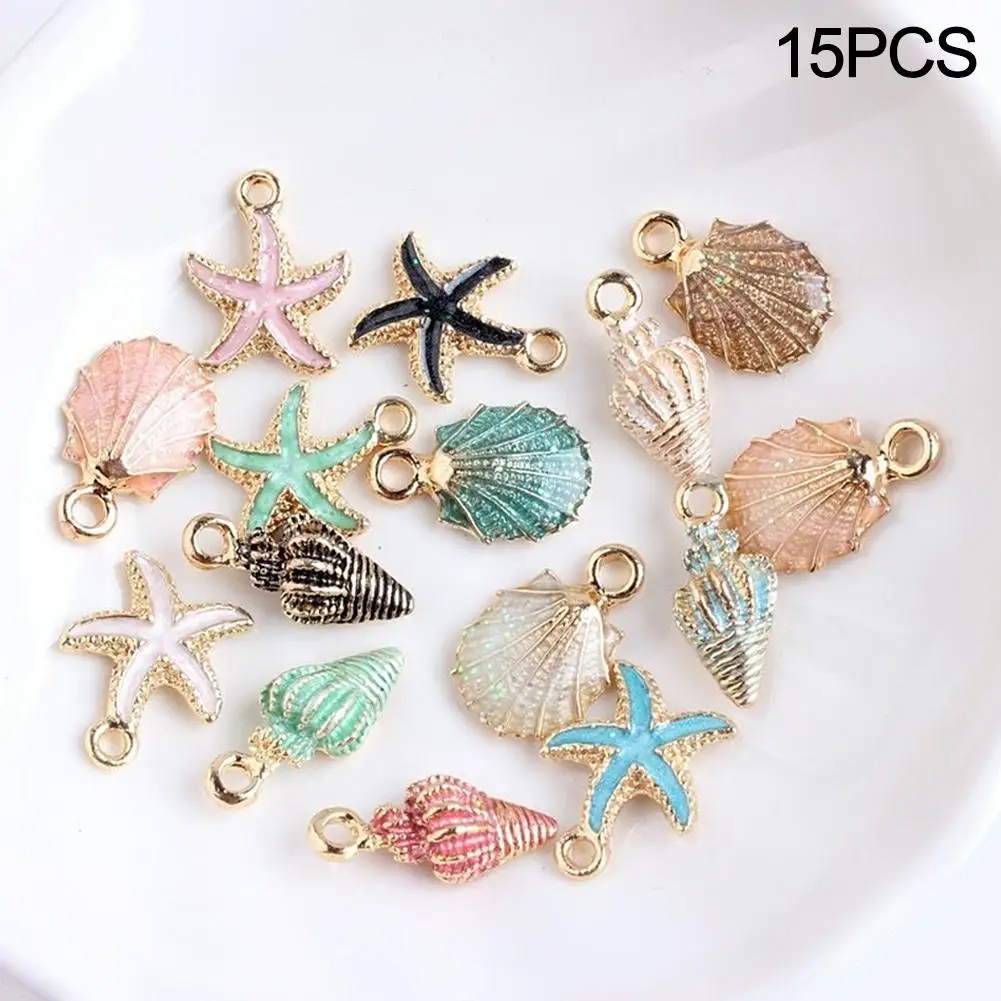 BLUELANS 15 Pcs/Set Colorful Shell Conch Starfish Enamel Charms Shell Charms for Bracelet Necklace Jewelry DIY Craft Accessory
BLUELANS 15 Pcs/Set Colorful Shell Conch Starfish Enamel Charms Shell Charms for Bracelet Necklace Jewelry DIY Craft Accessory