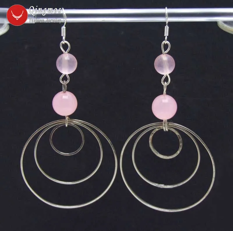 Qingmos Natural Jades Earrings for Women with 8-10mm Pink Round Jades 3 Piece Metal Round Circle Hoop Dangle 3.5'' Earring Ea621
Qingmos Natural Jades Earrings for Women with 8-10mm Pink Round Jades 3 Piece Metal Round Circle Hoop Dangle 3.5'' Earring Ea621