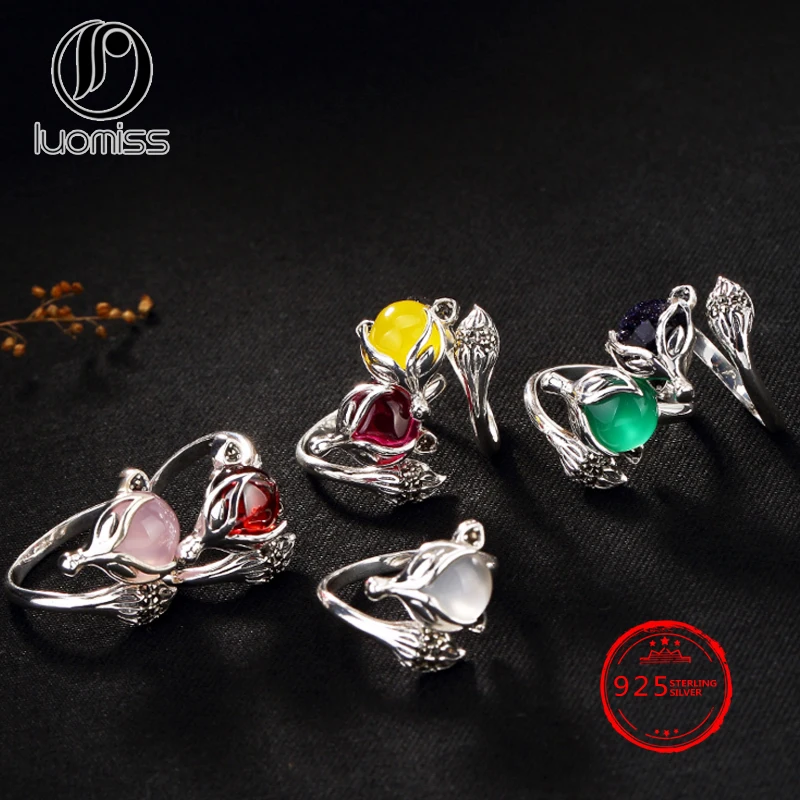 S925 Sterling silver Ring Fox vintage and matte Natural gem stone ladies' opening pure silver
S925 Sterling silver Ring Fox vintage and matte Natural gem stone ladies' opening pure silver