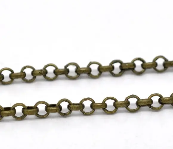 

DoreenBeads Retail Antique Bronze Link-Opened Chain Findings 3.2x0.5mm,sold per pack of 10M