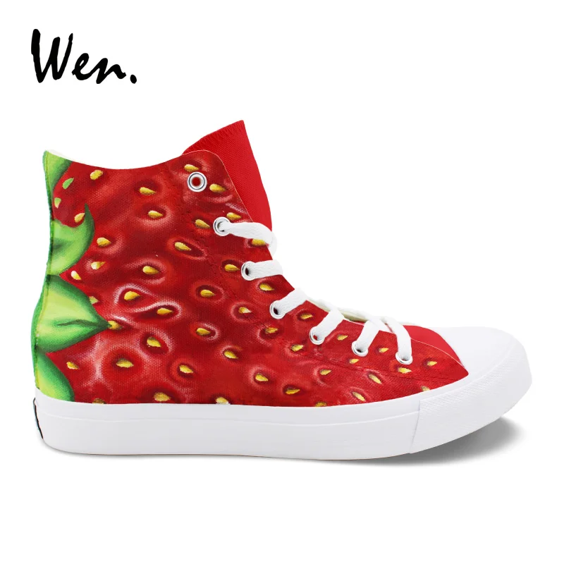 Wen Hand Painted Original Shoes Fruit Strawberry Unisex Design Custom Canvas Boy Girl's Sports Sneakers High Top Skate Shoes
Wen Hand Painted Original Shoes Fruit Strawberry Unisex Design Custom Canvas Boy Girl's Sports Sneakers High Top Skate Shoes