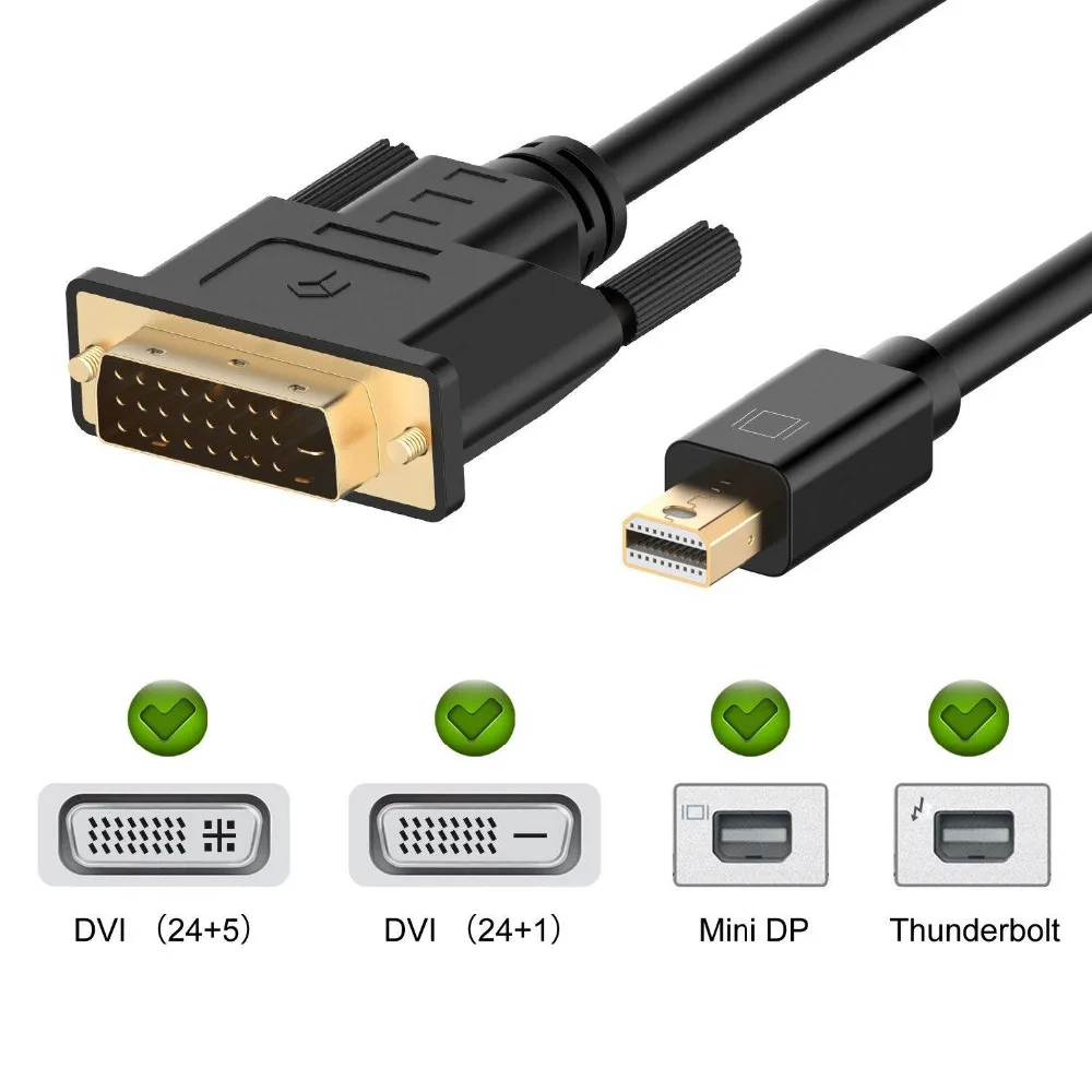 Новый адаптер Mini DisplayPort (Mini DP) на DVI кабель подходит для порта Thunderbolt
Новый адаптер Mini DisplayPort (Mini DP) на DVI кабель подходит для порта Thunderbolt