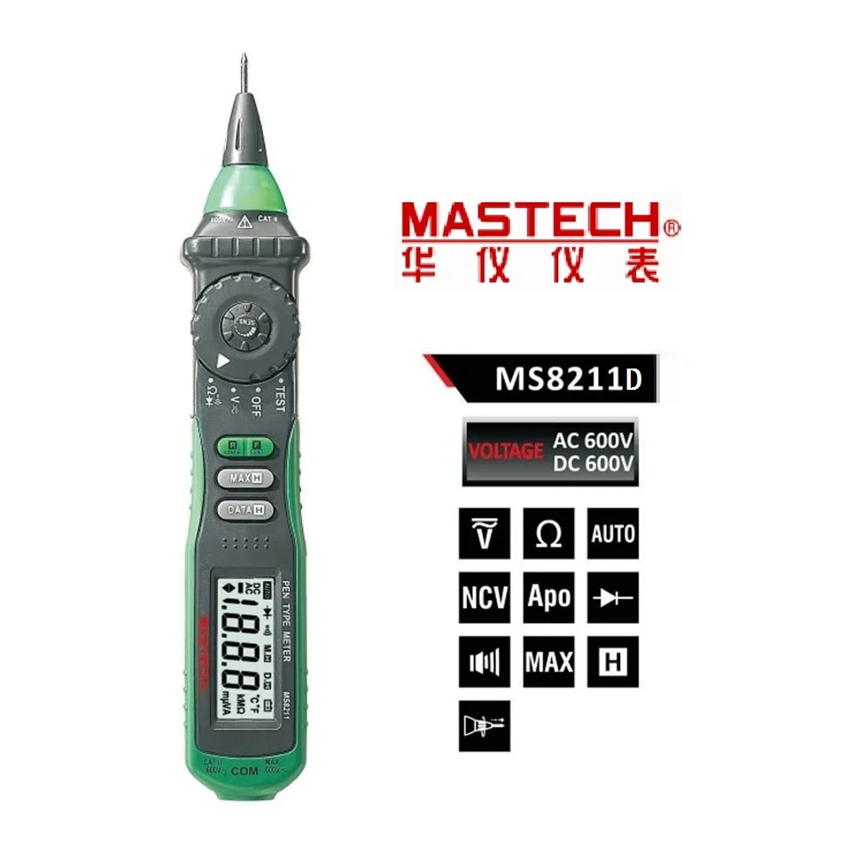 Мультиметр ручка Mastech MS8211D цифровой мультиметр с диапазоном uto DMM мультитестер