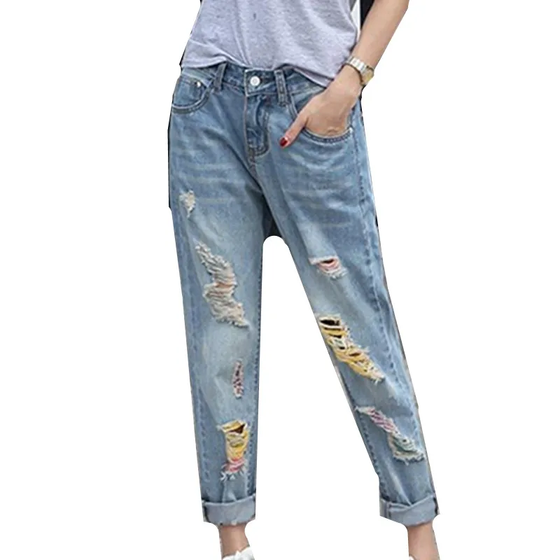 2018 spring autumm Leisure thin nine straight trousers women hole jeans female size loose jeans
2018 spring autumm Leisure thin nine straight trousers women hole jeans female size loose jeans