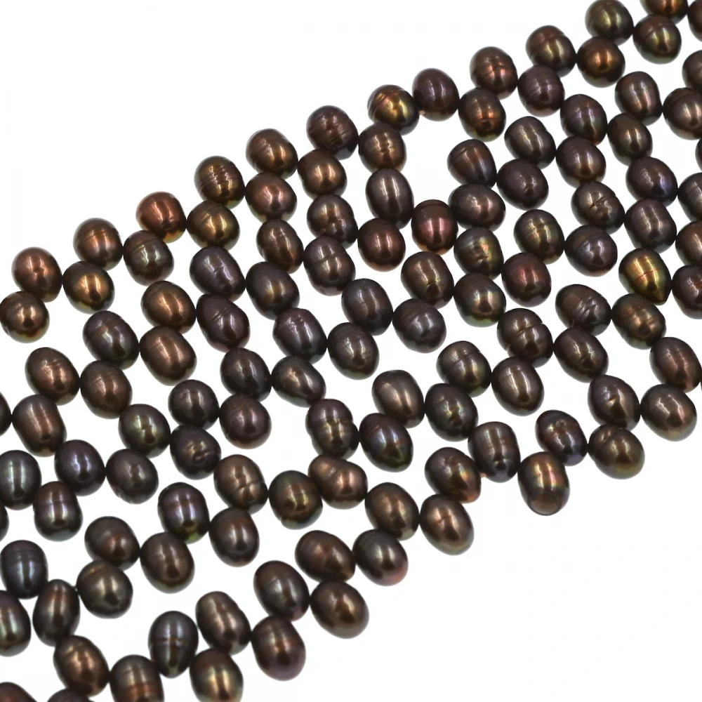 Бусины Из Натурального пресноводного коричневого жемчуга 7 8 мм|pearl beads|drop beadsbrown