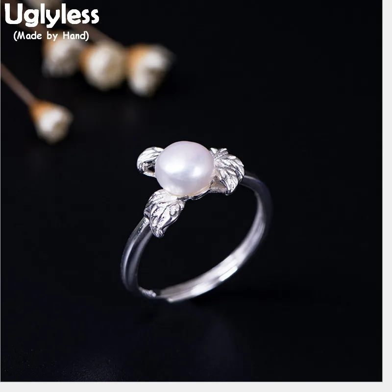 Uglyless 100% Real Natural Pearls Rings for Women Solid 925 Sterling Silver Leaf Open Rings Semiround Pearls Flower Fine Jewelry
Uglyless 100% Real Natural Pearls Rings for Women Solid 925 Sterling Silver Leaf Open Rings Semiround Pearls Flower Fine Jewelry