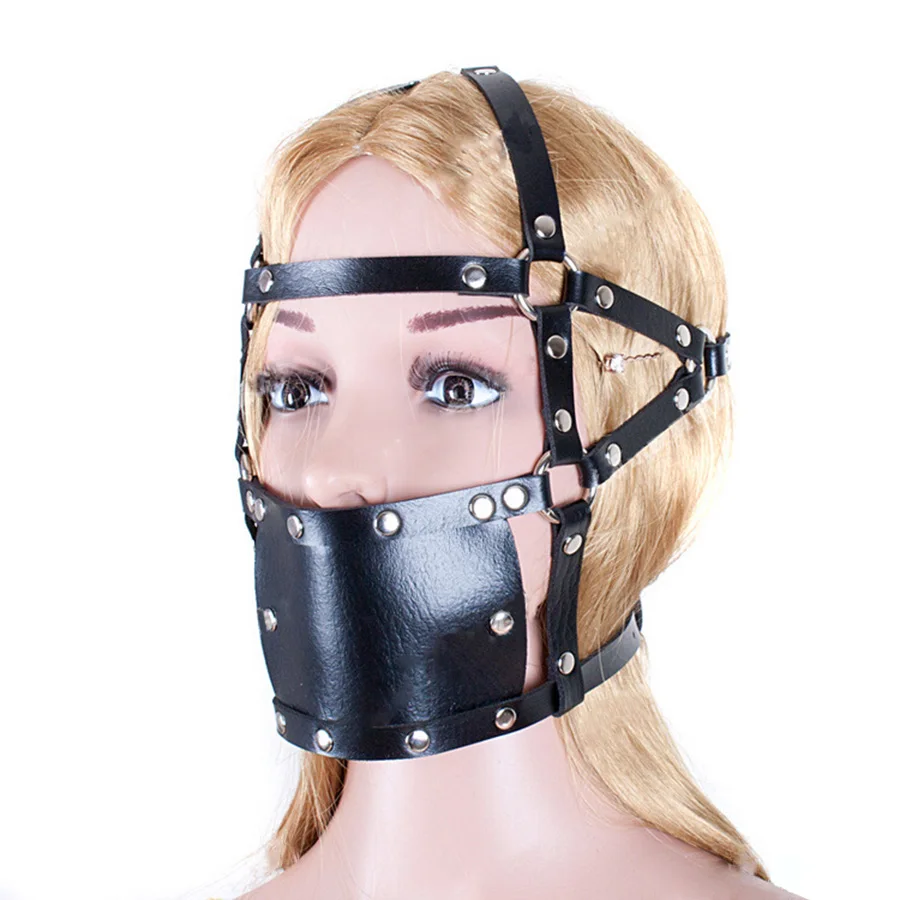 Leather Head Face Mask Muzzle BDSM Restraint Bondage Gag Harness Strap Party Cosplay Role Play Costume |
