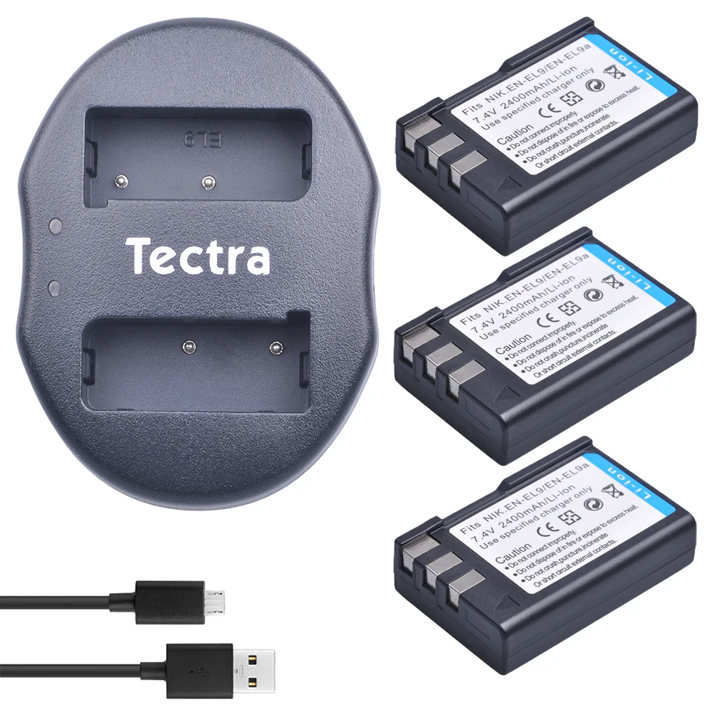 Tectra 3PCS 2400mAh EN-EL9 EN-EL9a ENEL9 Li-ion Camera Battery + USB Dual Charger for Nikon D60 D40 D40X D5000 D3000 MH-23
Tectra 3PCS 2400mAh EN-EL9 EN-EL9a ENEL9 Li-ion Camera Battery + USB Dual Charger for Nikon D60 D40 D40X D5000 D3000 MH-23