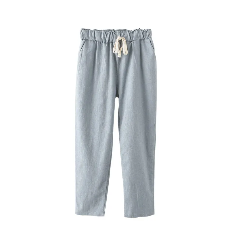 New Women Casual Harajuku Spring Autumn Big Size Long Trousers Solid Elastic Waist Cotton Linen Pants Ankle Length Pencil Pants
New Women Casual Harajuku Spring Autumn Big Size Long Trousers Solid Elastic Waist Cotton Linen Pants Ankle Length Pencil Pants