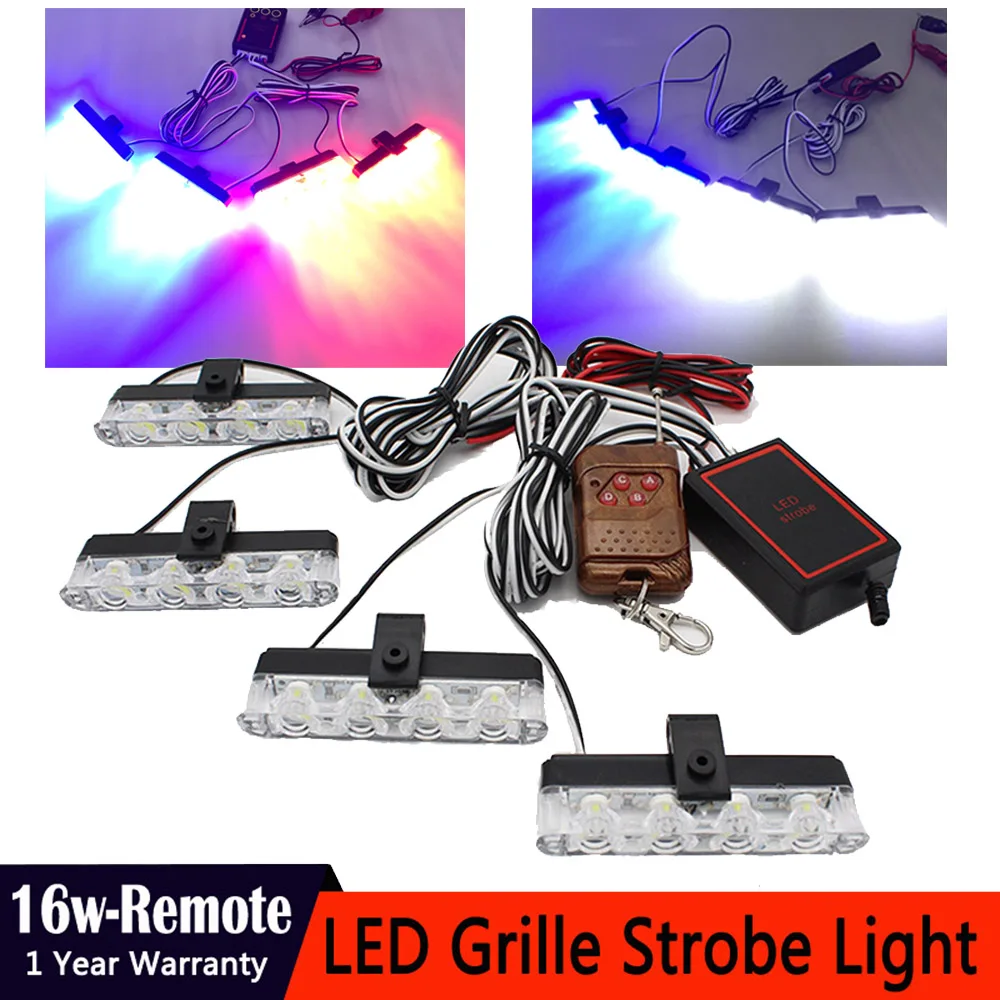 Car LED DC 12V One For Four 16LED Police Flashing Lights Wireless Remote Control Network Warning Lights Clip Lamps
Car LED DC 12V One For Four 16LED Police Flashing Lights Wireless Remote Control Network Warning Lights Clip Lamps