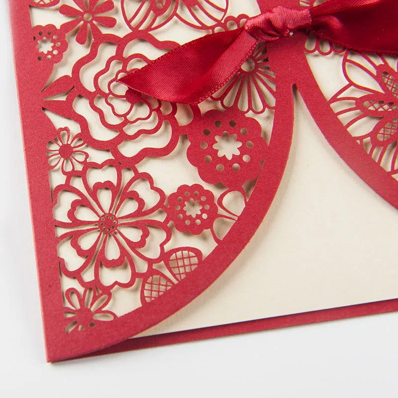 10/20/50pcs/lot Red Wedding Invitation Card Laser Cut Greeting Card With Ribbon For Wedding Birthday Universal Invitations
10/20/50pcs/lot Red Wedding Invitation Card Laser Cut Greeting Card With Ribbon For Wedding Birthday Universal Invitations