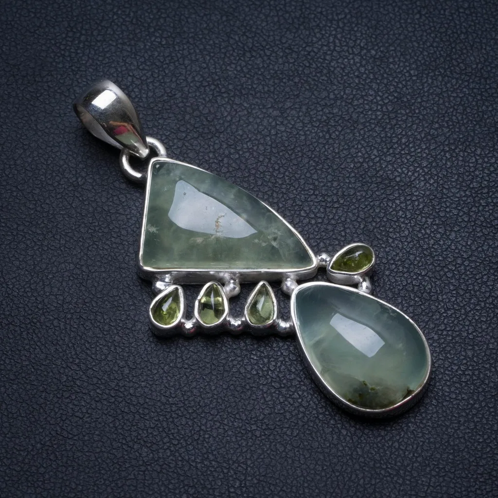 Natural Prehnite and Peridot Handmade Mexican 925 Sterling Silver Pendant 2" T2651
Natural Prehnite and Peridot Handmade Mexican 925 Sterling Silver Pendant 2" T2651