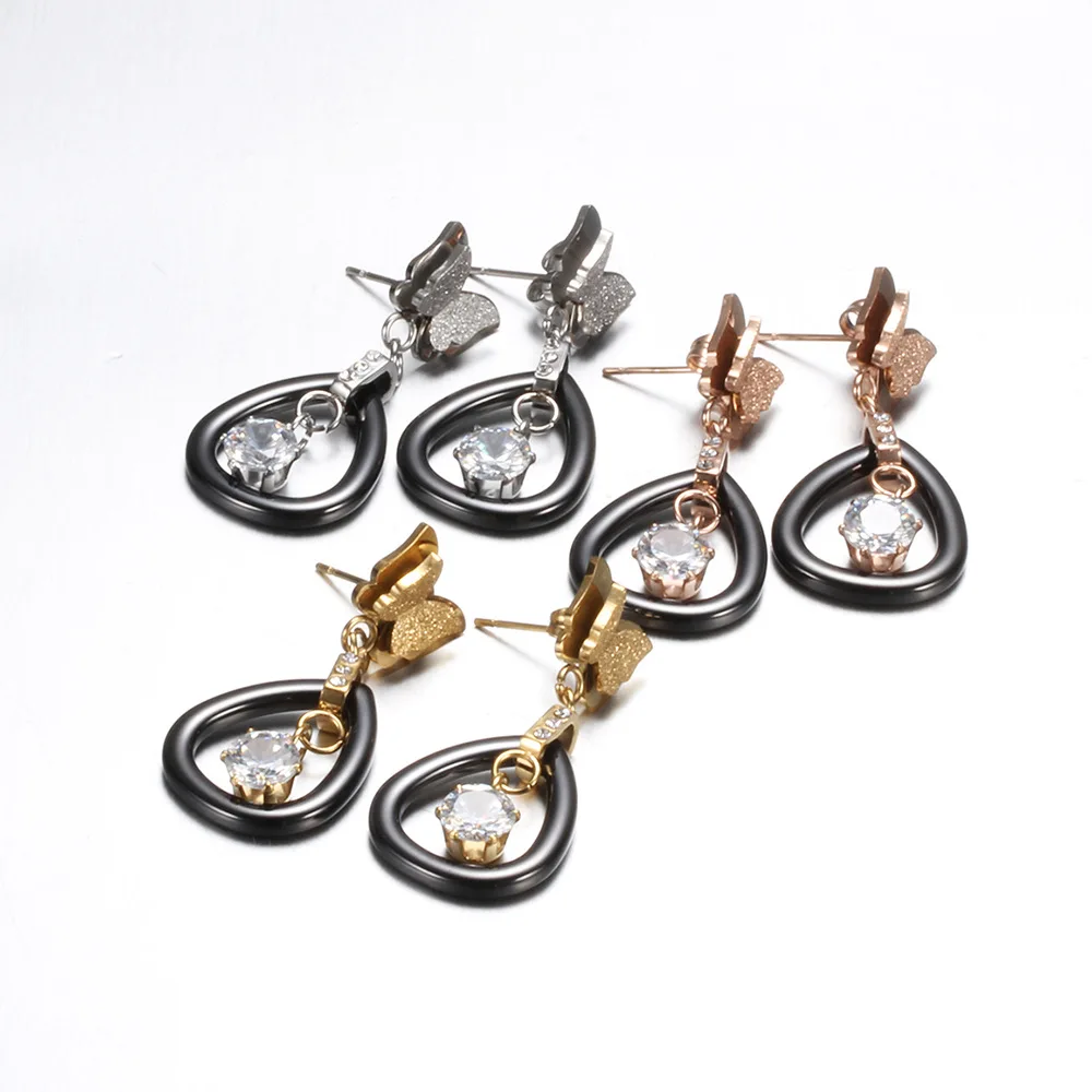 New Luxury 3 Colors Butterfly Ceramic Drop Earrings for Women Girls Stainless Steel Cubic Zirconia Earrings
New Luxury 3 Colors Butterfly Ceramic Drop Earrings for Women Girls Stainless Steel Cubic Zirconia Earrings
