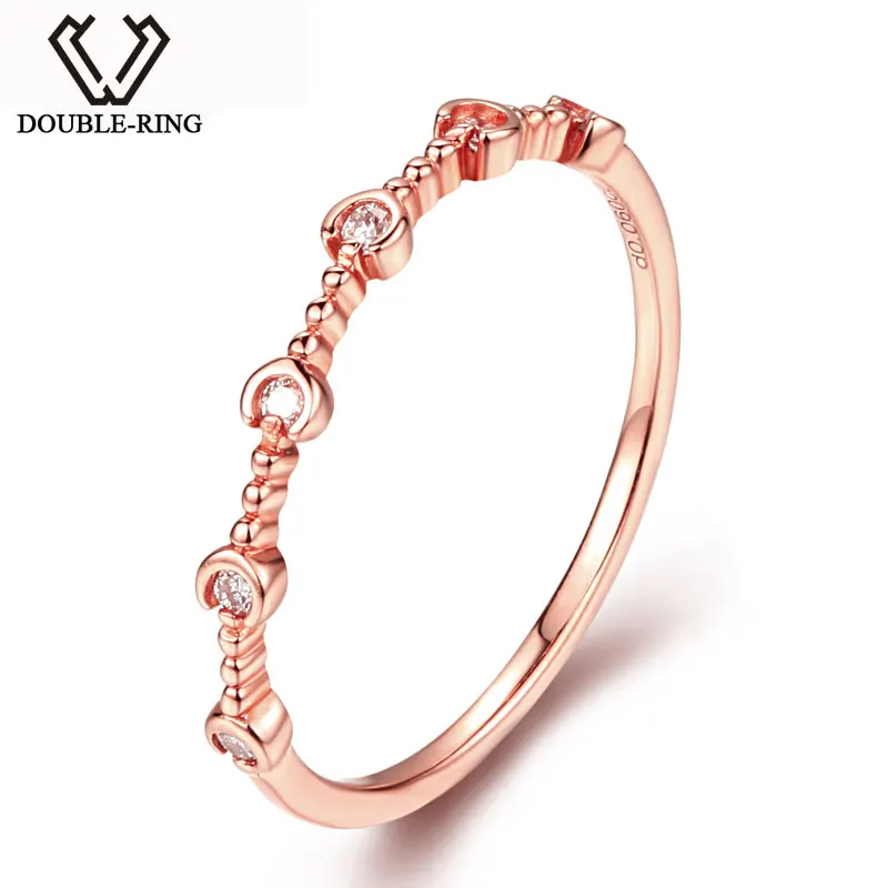 DOUBLE-RING 0.059ct SI1 Genuine Diamond Real Pure Solid 18k Rose Gold Diamond Engagement Ring CAR06958KA-3
DOUBLE-RING 0.059ct SI1 Genuine Diamond Real Pure Solid 18k Rose Gold Diamond Engagement Ring CAR06958KA-3