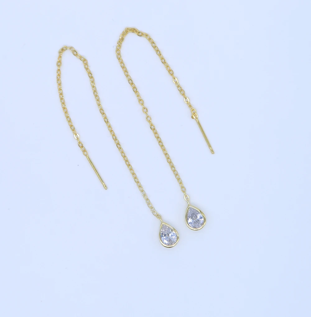 gold filled long tassel chain single stone tear drop cubic zirconia piercing wire CZ long chain dangle earring for women
gold filled long tassel chain single stone tear drop cubic zirconia piercing wire CZ long chain dangle earring for women