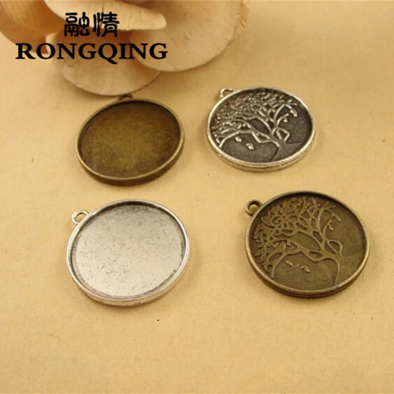 

RONGQING 25mm 50pcs/lot 2 colors Trees Retro Tray DIY Accessories Wholesale Craft