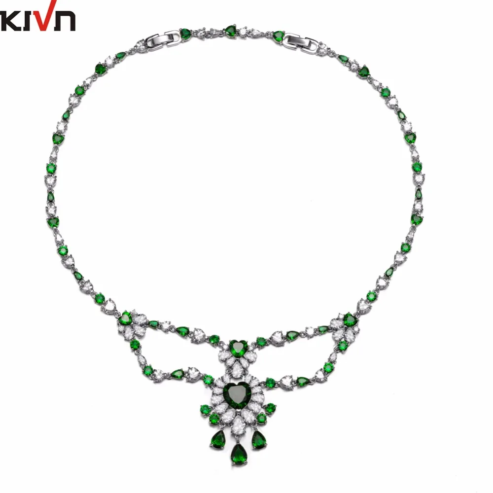 Модные украшения KIVN, зеленое сердце, фианиты, роскошные свадебные ожерелья для женщин, девушек, подружек невесты, рождественские подарки
Модные украшения KIVN, зеленое сердце, фианиты, роскошные свадебные ожерелья для женщин, девушек, подружек невесты, рождественские подарки