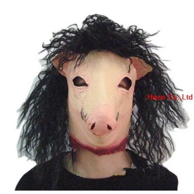 HOT SALE HORROR SAW PIG HALLOWEEN LATEX FANCY DRESS COSTUME MASK AND WIG | Игрушки и хобби
