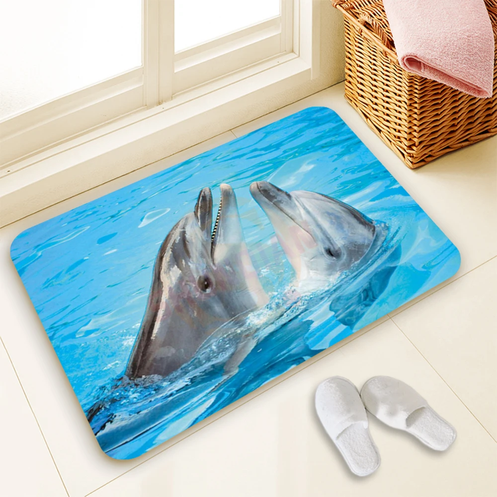 Animal Dolphin Print Rectangle Carpet Doormat Floor Mat Indoor Outdoor Door Mat 40x60cm