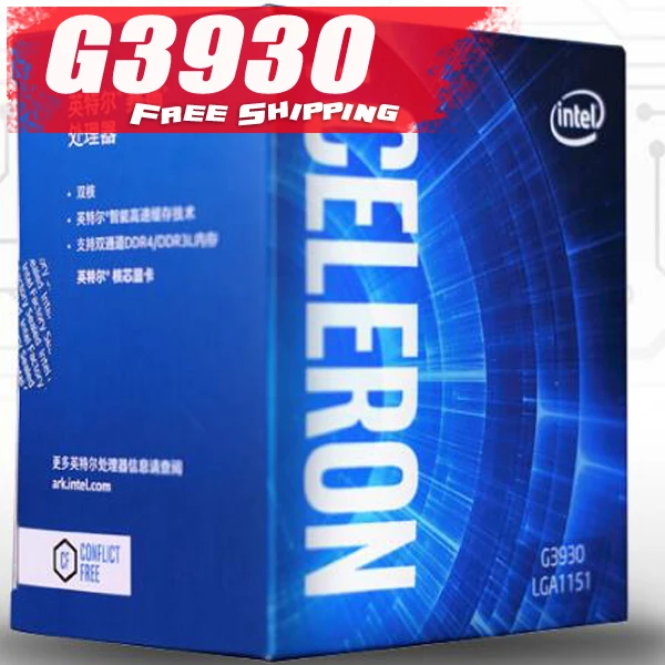 Процессор Intel Celeron G3930 в штучной упаковке LGA1151 14 нанометров двухъядерный процессор