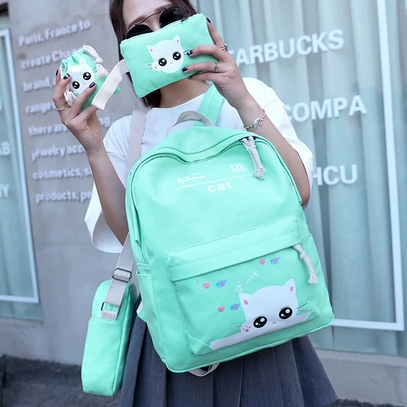 4 Set /pcs Women Backpack Cute Cat Printing Large School Bag For Teenager Girls College High School Student Book Bag Schoolbag
4 Set /pcs Women Backpack Cute Cat Printing Large School Bag For Teenager Girls College High School Student Book Bag Schoolbag