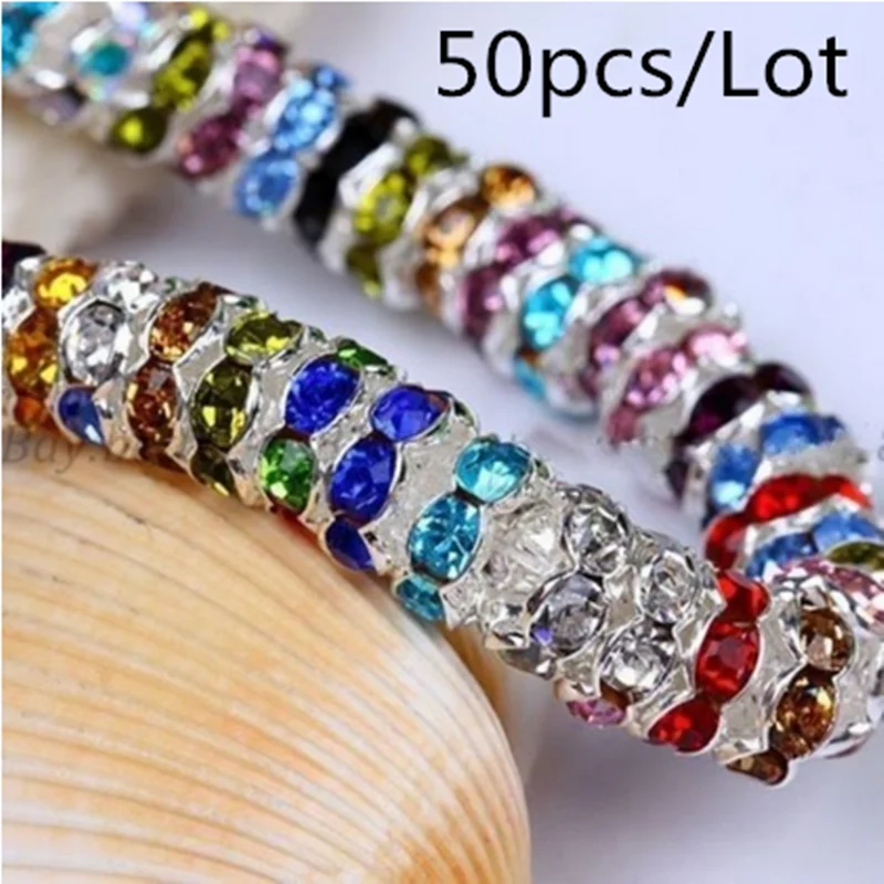 Wholesale 50pcs 6MM Metal Silver Plated Crystal Rhinestone Rondelle Spacer Beads 13 Colors For Choose DIY
Wholesale 50pcs 6MM Metal Silver Plated Crystal Rhinestone Rondelle Spacer Beads 13 Colors For Choose DIY
