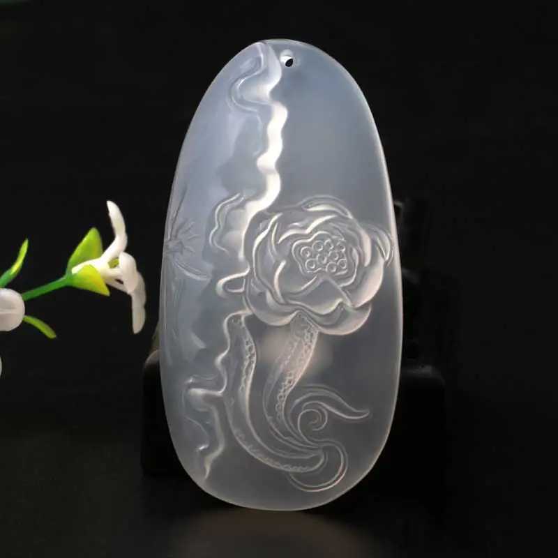 KYSZDL Natural White Ice chalcedony Lotus Flower Pendant Women White Crystal Sweater Chain Pendant Necklace Jewelry Gift
KYSZDL Natural White Ice chalcedony Lotus Flower Pendant Women White Crystal Sweater Chain Pendant Necklace Jewelry Gift