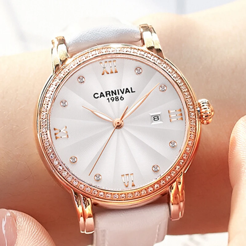 Switzerland Luxury Brand Carnival Watch Women Automatic Mechanical Watches Diamond Waterproof Leather Relogio Feminino C6806-8
Switzerland Luxury Brand Carnival Watch Women Automatic Mechanical Watches Diamond Waterproof Leather Relogio Feminino C6806-8