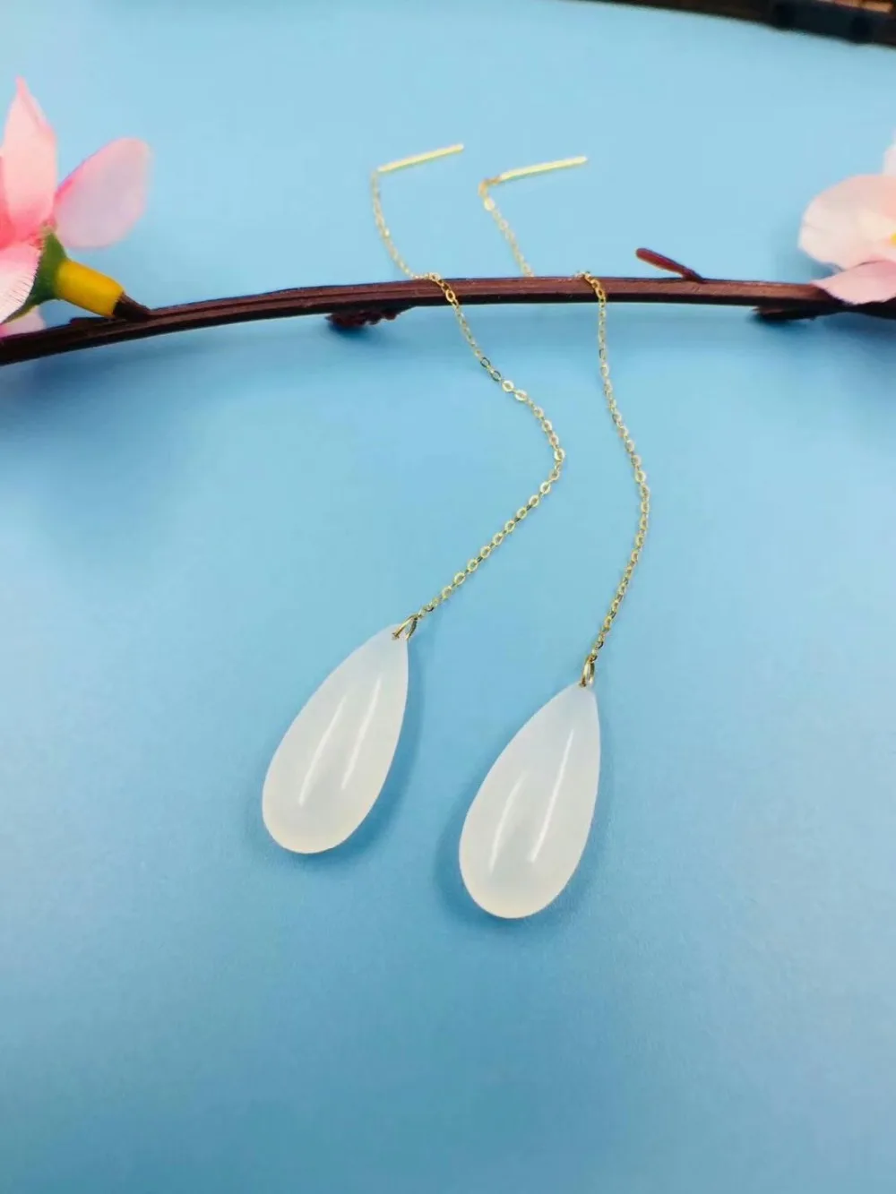SHILOVEM 18k yellow gold Natural white Jasper drop earring classic fine Jewelry women wedding gift new 8*18mm yze081802hby
SHILOVEM 18k yellow gold Natural white Jasper drop earring classic fine Jewelry women wedding gift new 8*18mm yze081802hby