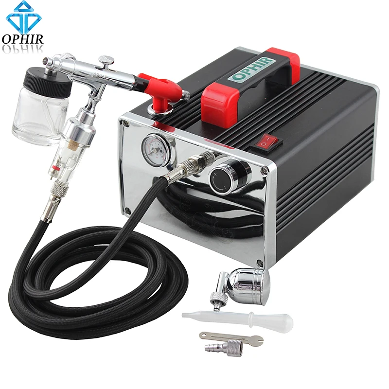 OPHIR 110V/220V Pro Air Compressor with Airbrush Kit Dual Action Air Brush Gun for Makeup Model Hobby Cake Decoration_AC091+005
OPHIR 110V/220V Pro Air Compressor with Airbrush Kit Dual Action Air Brush Gun for Makeup Model Hobby Cake Decoration_AC091+005