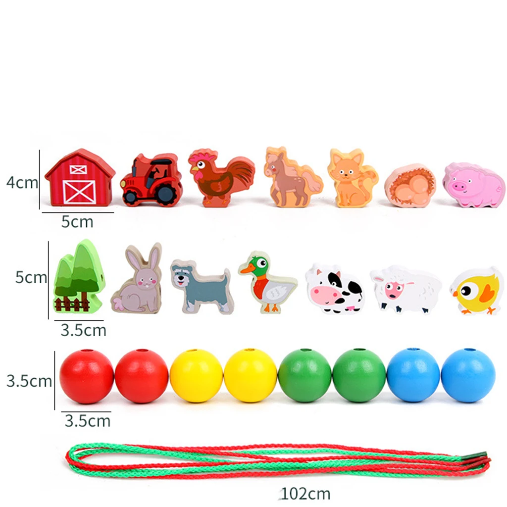 Colorful Wooden Block Threading Beads Toy Wooden Counting Beads Lacing and Stringing Beads Cartoon Farm Animals Pattern Toys
Colorful Wooden Block Threading Beads Toy Wooden Counting Beads Lacing and Stringing Beads Cartoon Farm Animals Pattern Toys
